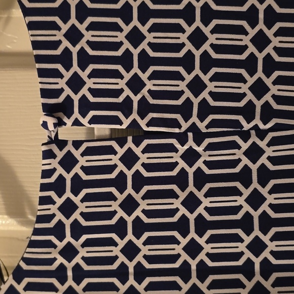 R&K BRAND WOMEN'S NAVY BLUE & WHITE ASYMMETRICAL SLEEVELESS SUMMER DRESS SIZE 12 - Picture 7 of 16